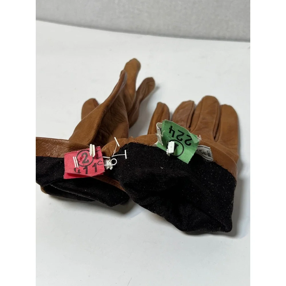 Neiman Marcus Womens Gloves Italian Leather Silk Lined 7 Tan Cognac Dress Luxury